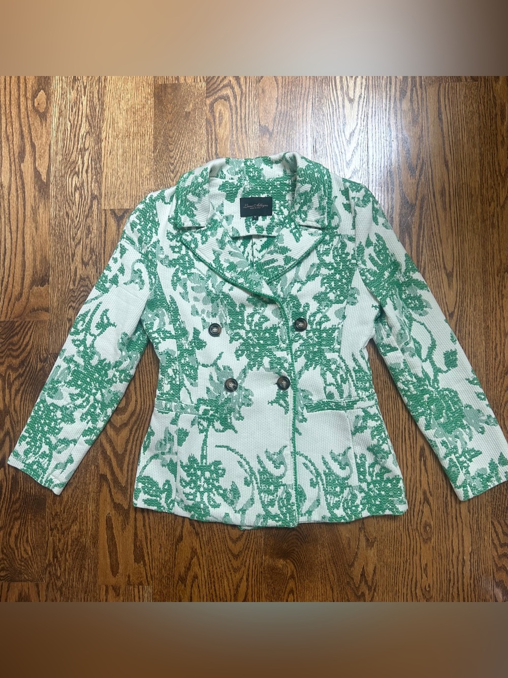 Luna Allegra Made in Italy - Floral Green Jacquard & Cream Blazer Jacket - Med